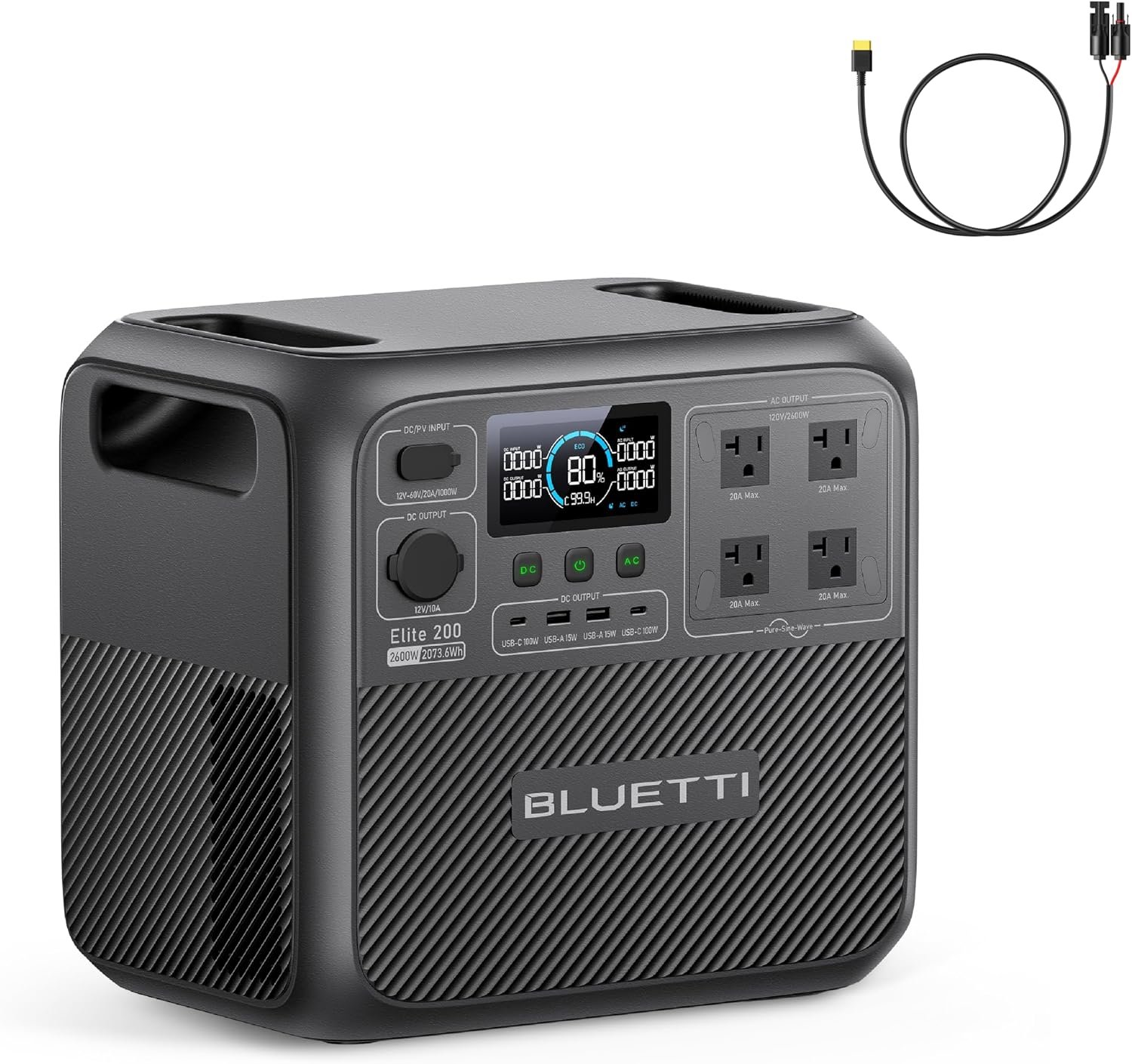 BLUETTI Elite 200 V2 Portable Power Station 2073.6Wh 2600W Solar Generator